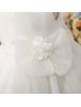 Beaded Ivory Satin Organza Flower Girl Dress With Handmade Flower